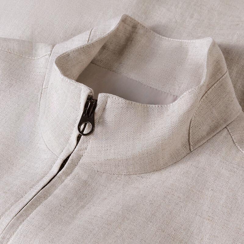 Judger Men's Linen Tencel Stand Collar Jacket