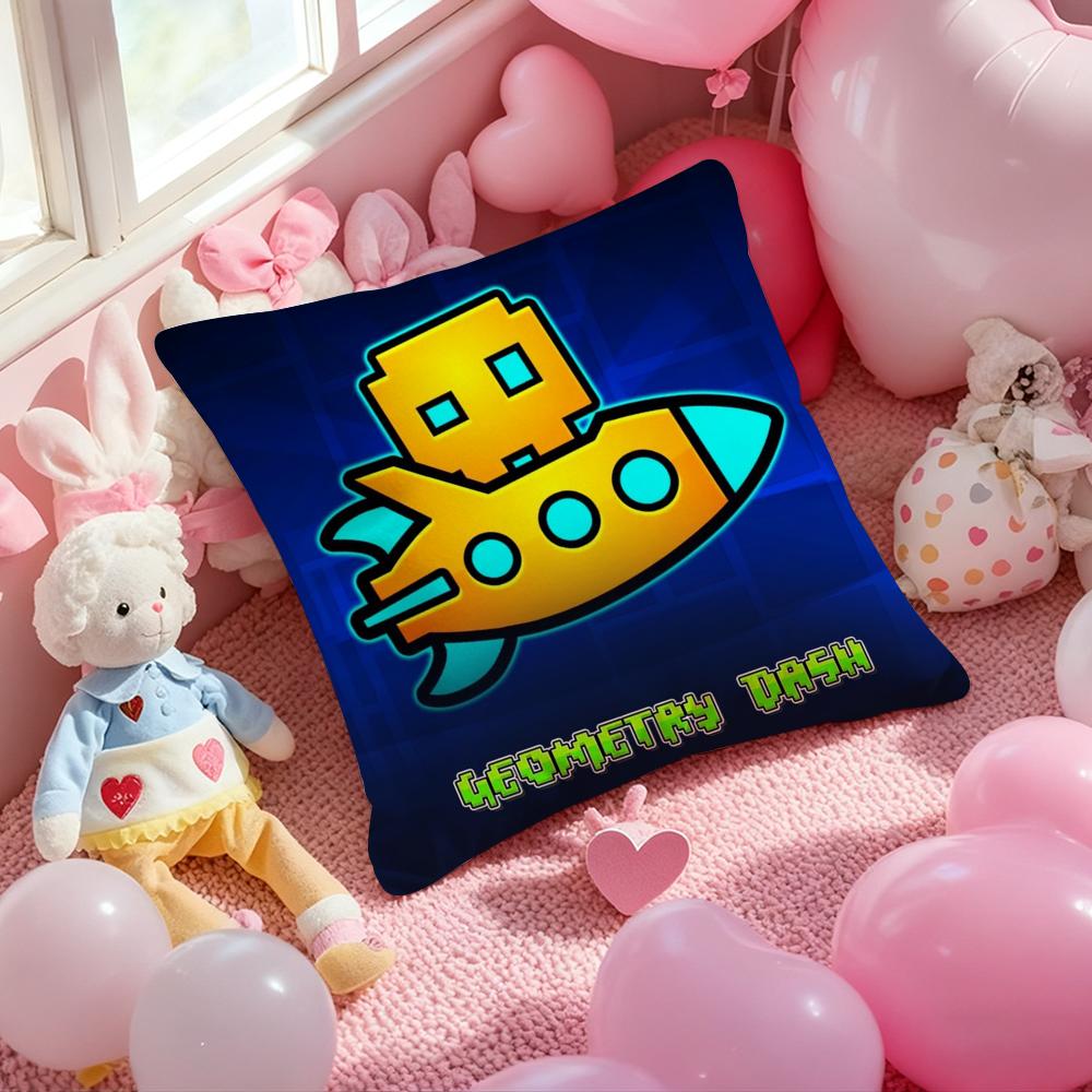 

G-Geometry Dash V-Video Cushion Cover Pattern Printed Pillowcase for Living Room Sofa Cushion Cover & Bedroom Decor 12x12Inch