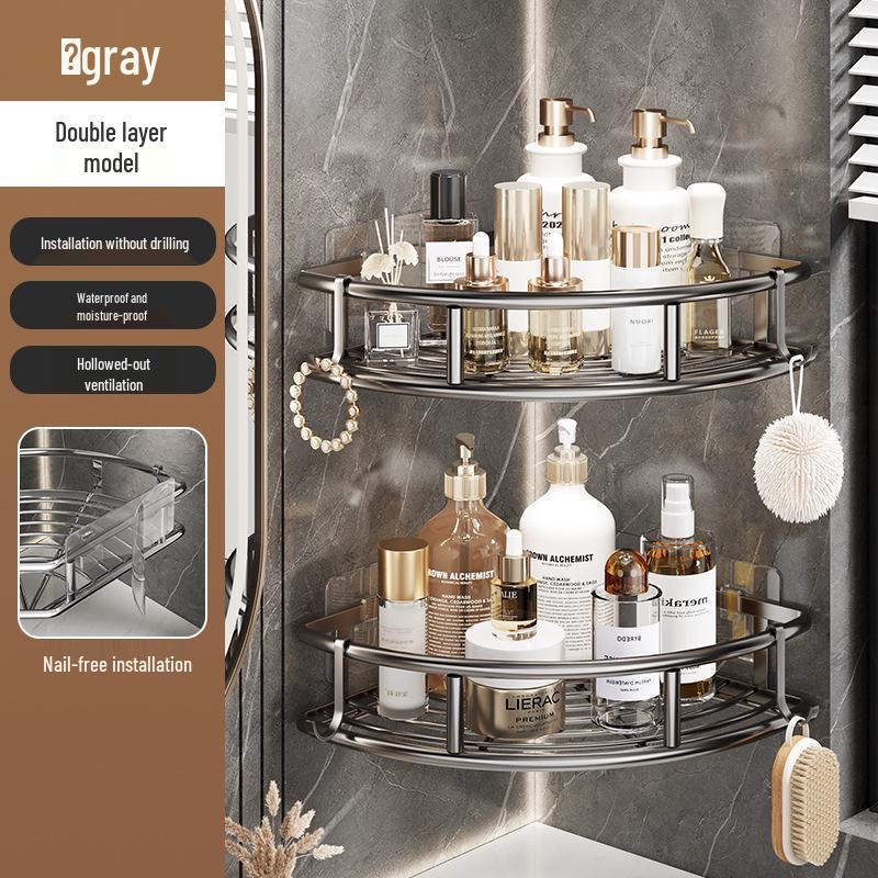 Triangle Corner Bathroom Shelf for Toiletries and Cosmetics