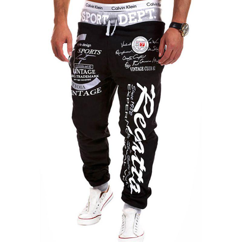 Classic Men's Letter Sport Sweat Pants Jogging Jogger Trousers Tracksuit Bottoms With Stylish Drop Crotch Design
