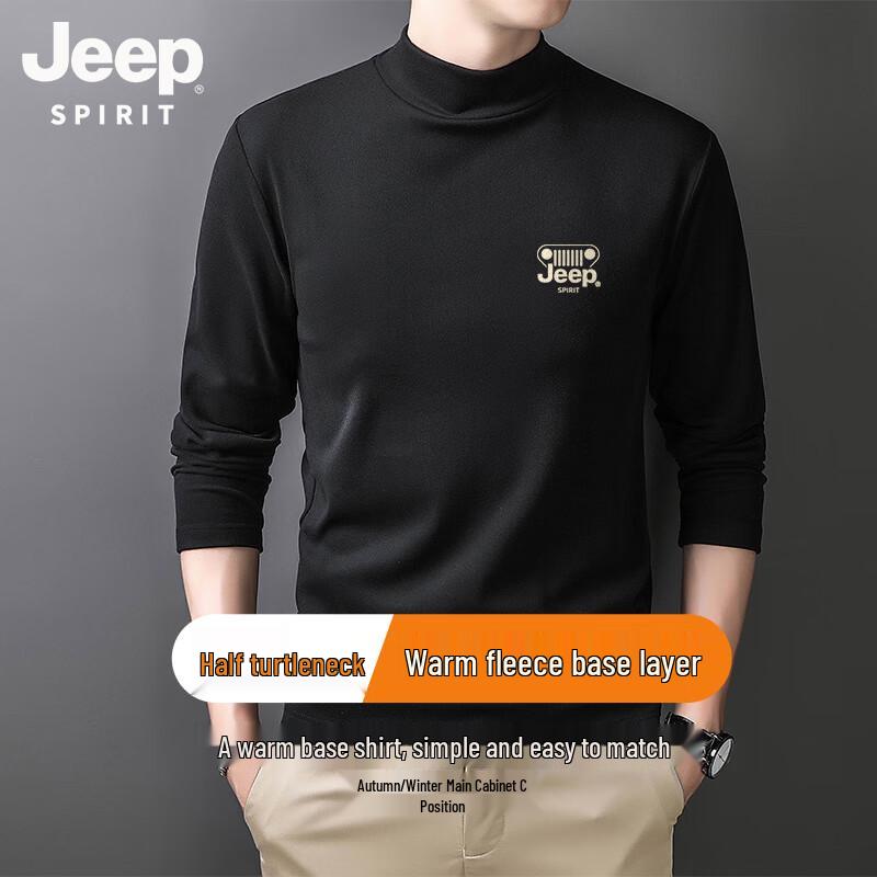JEEP SPIRIT Men s Winter Fleece-Lined Mock Neck Long-Sleeve Thermal T-Shirt XL