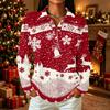 Women's Casual Christmas Print Button Down Long Sleeve Shirt with Collar and Side Slits