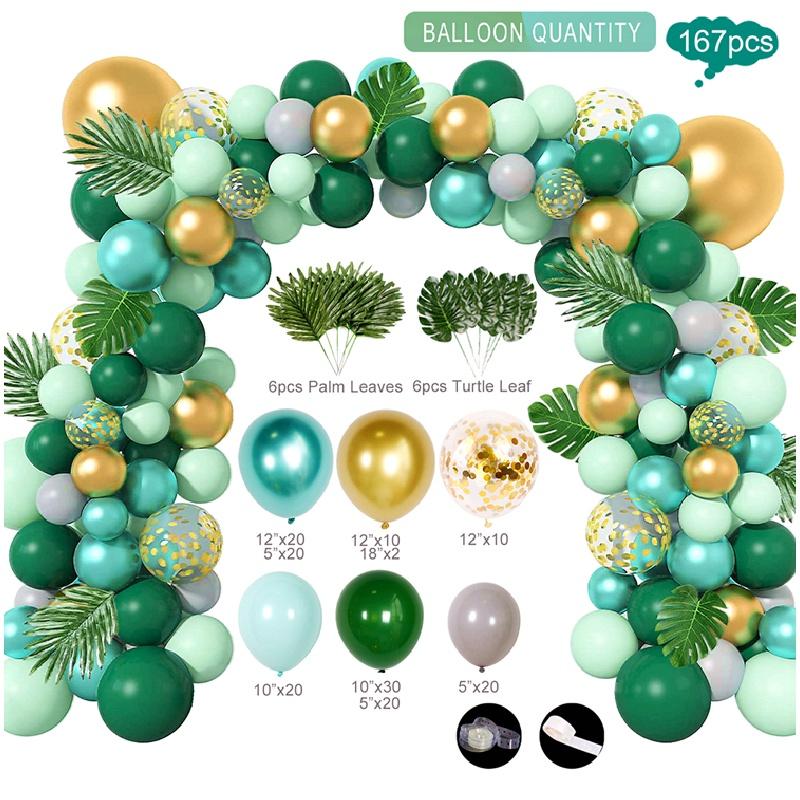 Green Balloon Garland Arch Kit Jungle Safari Party Baloon Wild One Birthday Party Decor Kids Baby Shower Latex Ballon