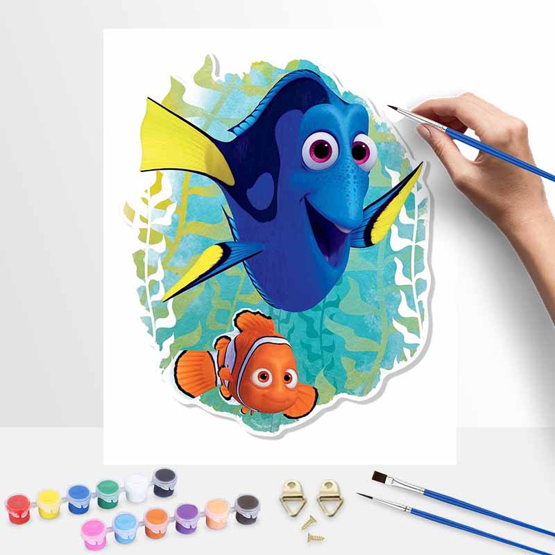 Disney Finding Nemo Dory Marlin oil painting handmade painting kit diy home room decoration gift 20x30cm