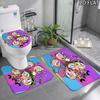 3pcs The Fairly OddParents Pattern Flannel Nonslip Absorbent Washable Decorative Bathroom Home Toilet Seat Cover Mat