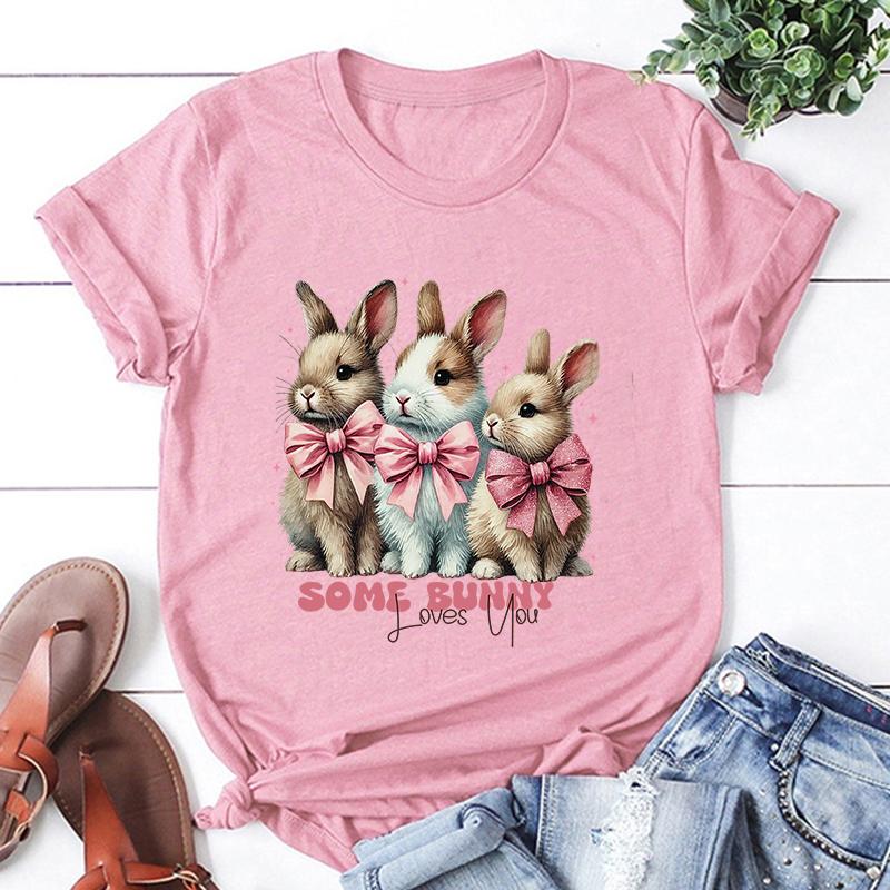 Hot Sales Easter Bunny Loves You T Shirts Women Men Summer Cool Short Sleeves Personality Harajuku T-Shirt