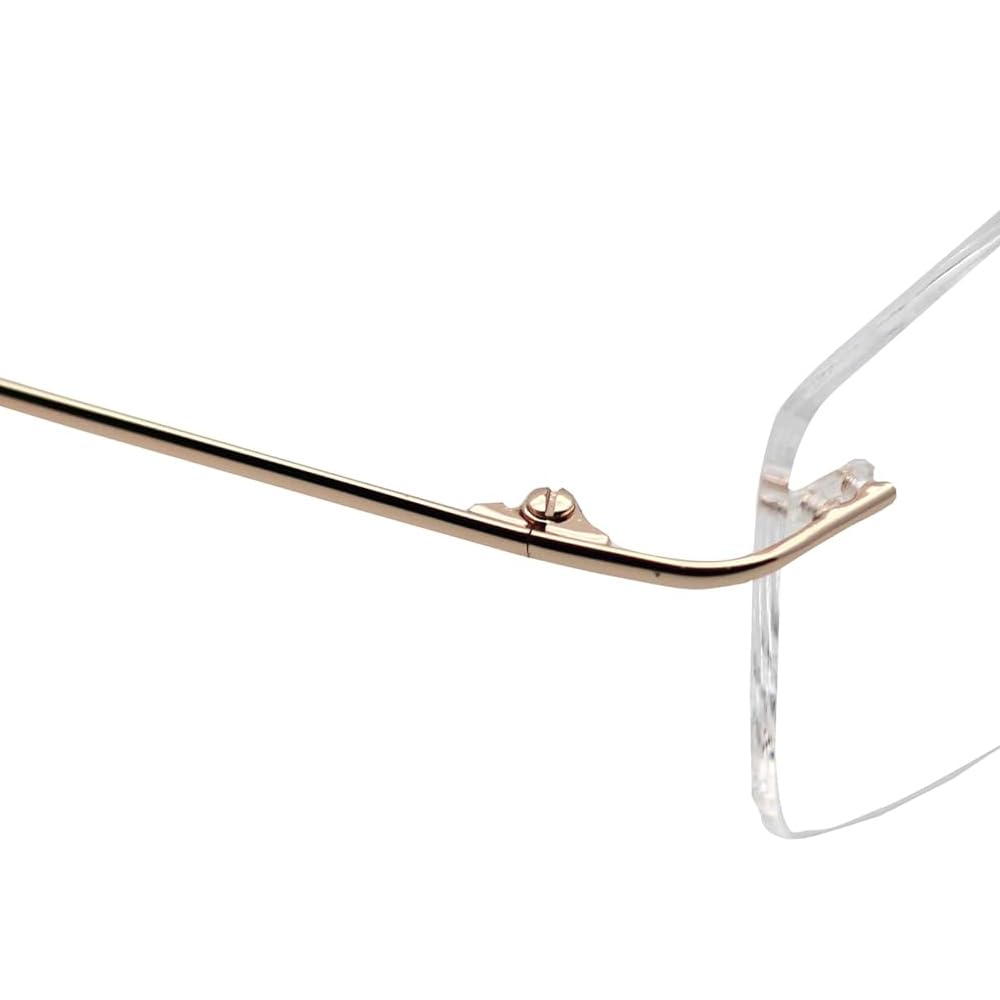RSINC Rimless Light Weight Flexible Frame Eyeglass Spectacle for Men and Women  Ladies Sports Square Golden - Brown GSJ078 54-18-140 Golden OD