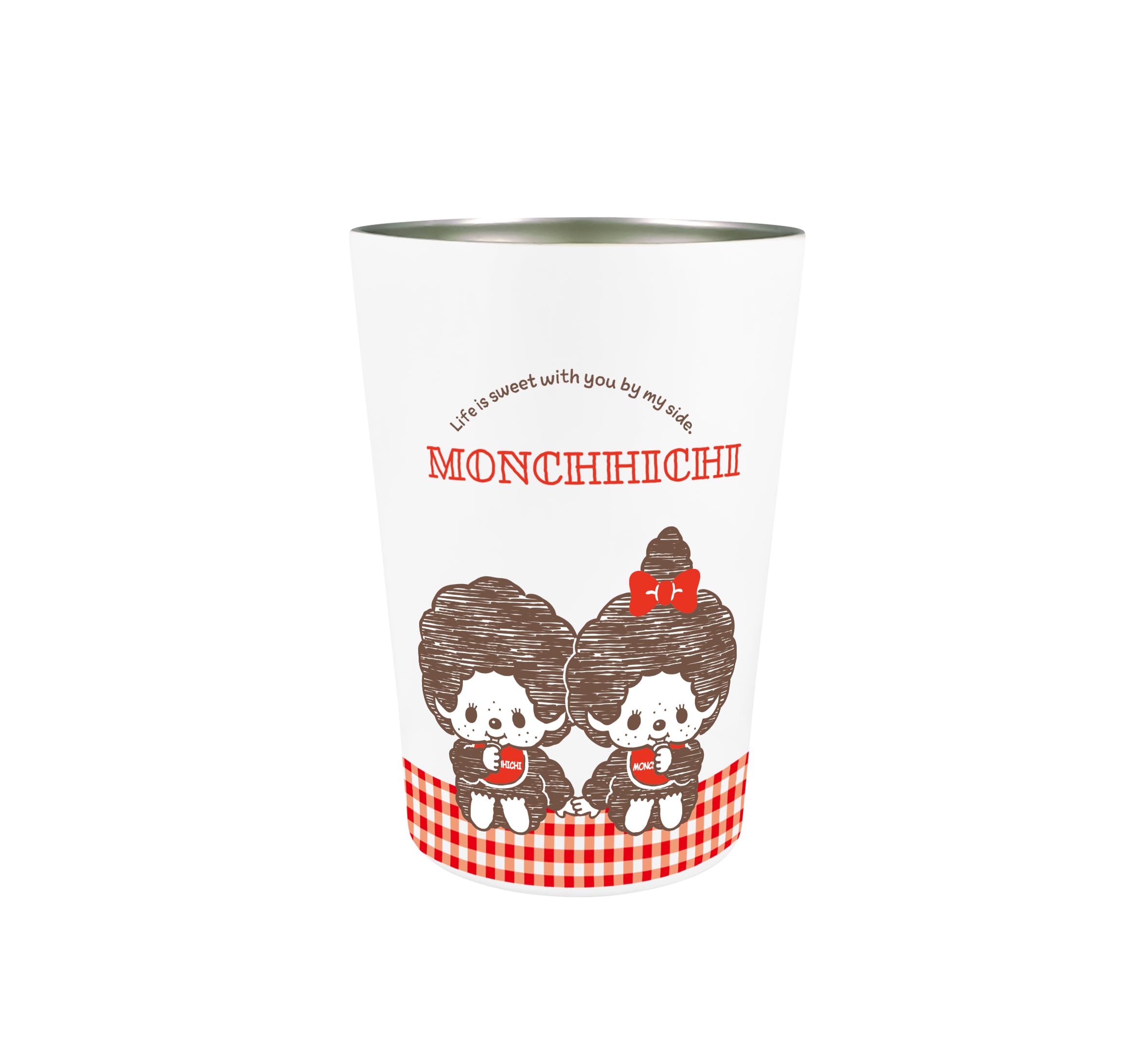 

Monchhichi Vacuum Medium Monchhichi Insulated Cup 2-Way Double-Layer Tumbler, [Gingham Check/Sitting] Hot/Cold 133-012