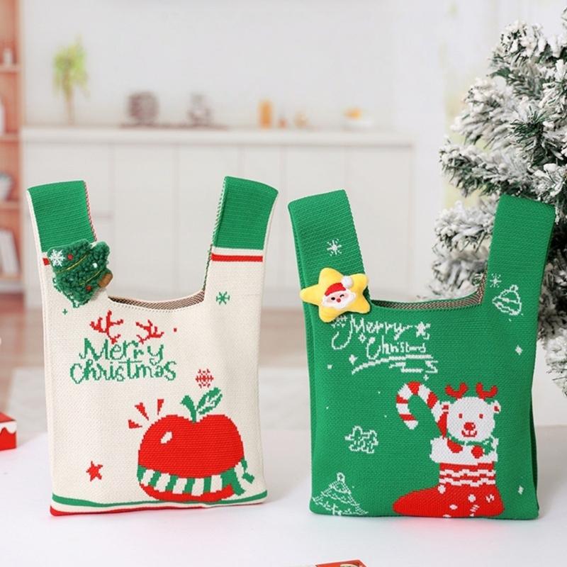 Festival Santa Druckstoff Geschenksäcke Stilvolle Waschbare Weihnachtsstrumpf Füllung Für Büro Zuhause Schule Veranstaltung Und Familienfeiern