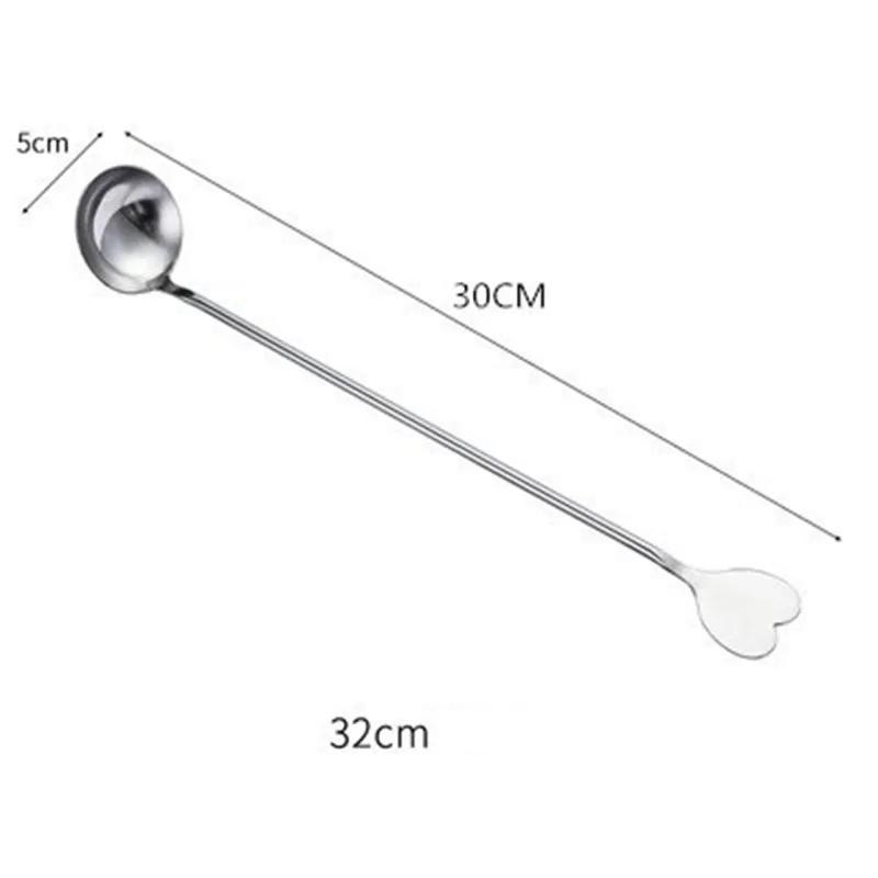 304 Stainless Steel Long Handle Mixing Spoon Small Seasoning Soup Coffee Seasoning Creative Ice Dessert Honey Spoon Hout