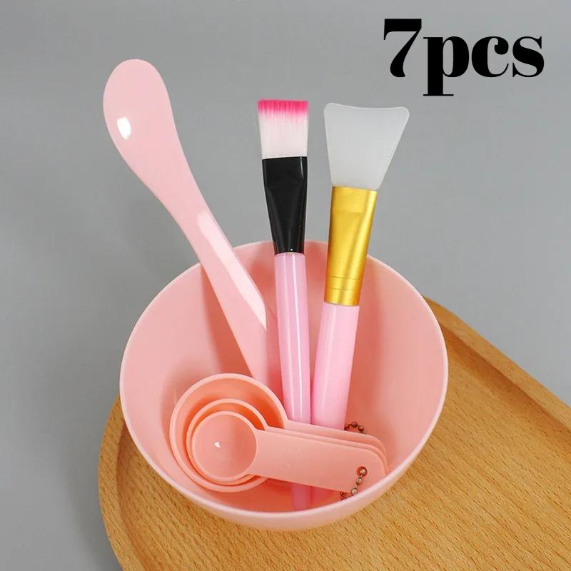 

7pcs Face Mask Mixing Bowl Set, DIY Facemask Mixing Tool Kit, Facial Mask Bowl Stick Spatula Silicone Soft Face Brushes Spoons рожевий