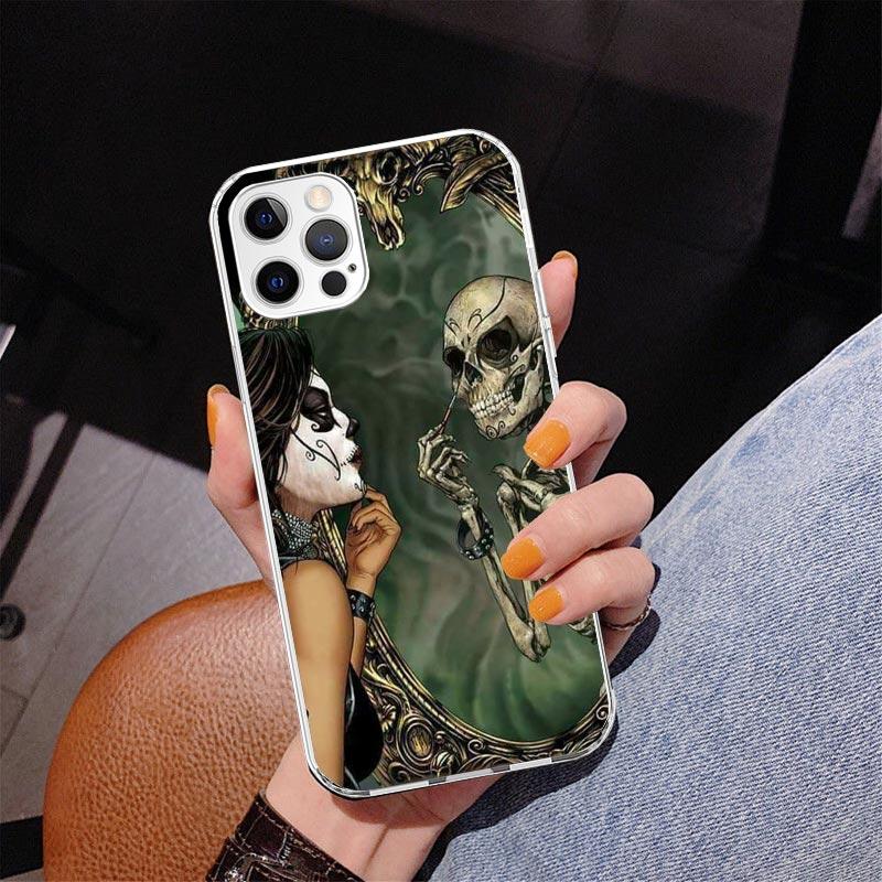 Catrina Beautiful Rose Girl Skull Phone Case For iPhone 17 Air 16 Pro Max 16E 15 + 14 Plus 11 12 13 Mini 7 8 SE Gift Print Cover