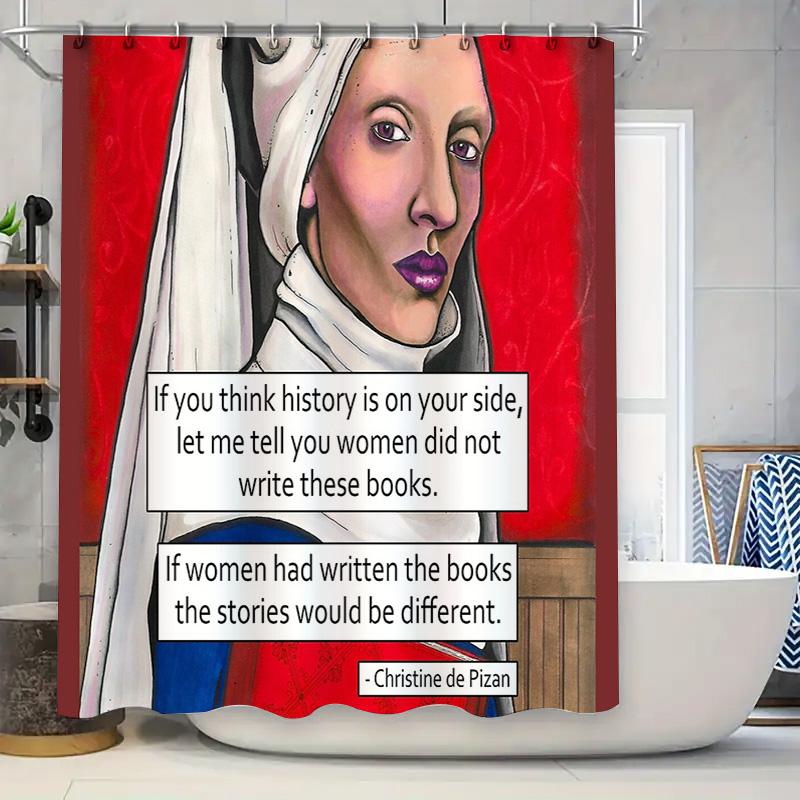 Vintage Nun Portrait Tapestry Shower Curtain Gothic Religious Art Decor Bathroom Set W60H190(CM)-1 Pcs