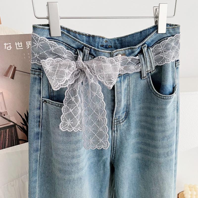 Women Korean Style Long Lace Scarf Multifunctional Decorative Waist Belt Hair Band