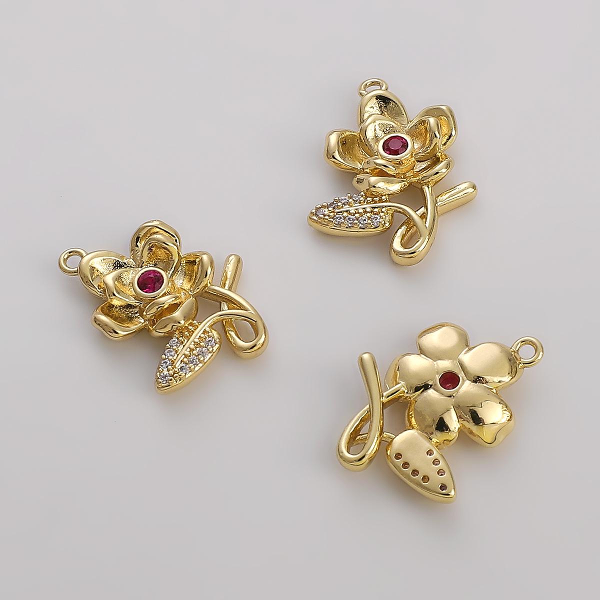 

1 шт. латунная хризантема, роза, лилия, тюльпан, цветы, подвеска с цирконом для изготовления серег, ожерелья 10x16mm 1pc/bag