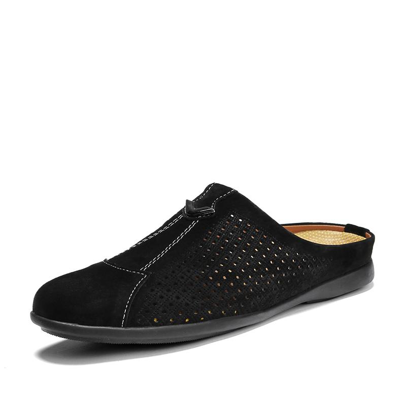 

Полуботинки с вырезами для мужчин Летние замшевые шлепанцы Мюли Мужские лоферы Тапочки Мужская обувь без задника Повседневные туфли Слипоны на плоской подошве 42