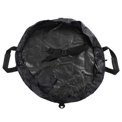 Tappetino per Cambio Muta in Tessuto Oxford, Tappetino da Spiaggia per Surf, Borsa Portatile Asciutta con Tracolla(Nero)