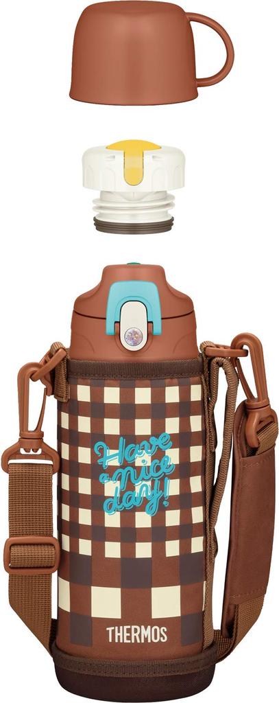 Thermos Vacuum Insulated Two-Way Water Bottle, 0.8L/0.83L, Brown Check, FJJ-800WF BWC