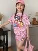 Kpop Cartoon Print Pyjama-Sets Kinder T-Shirts Lustiges Geschenk Harajuku Kinder Kurze Sommeroberteile Kurzarm-Sets Kinderbekleidung