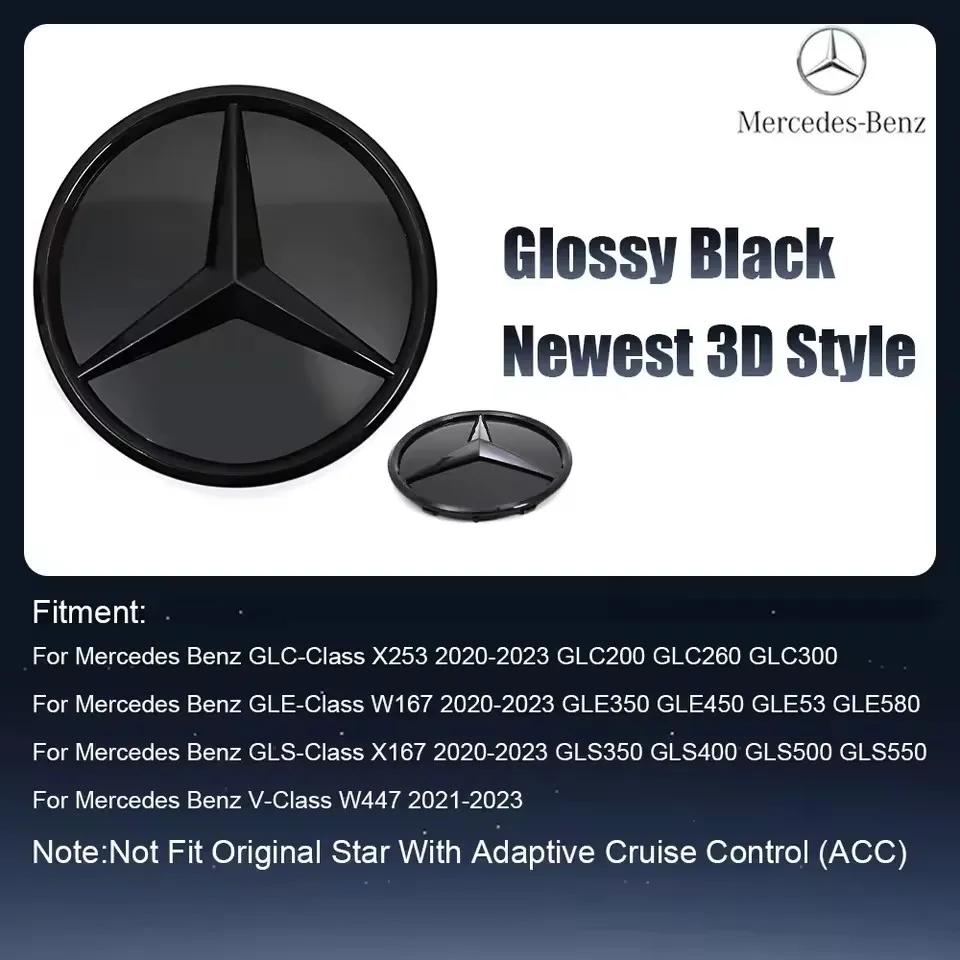 AABGY1 Fit For Mercedes Benz Chrome Silver Front Grille Mirror Star LED White Illuminated Emblems X253 W167 X167 W447 2020-2023