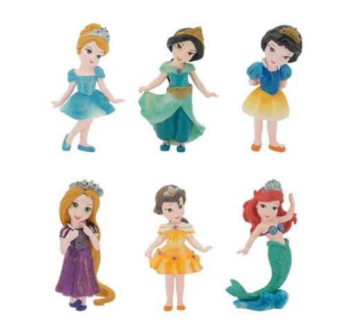 Disney Princess Snow White Rapunzel PVC Action Figures Dolls Gold Powder with Diamond Toys for Girls Children Gift