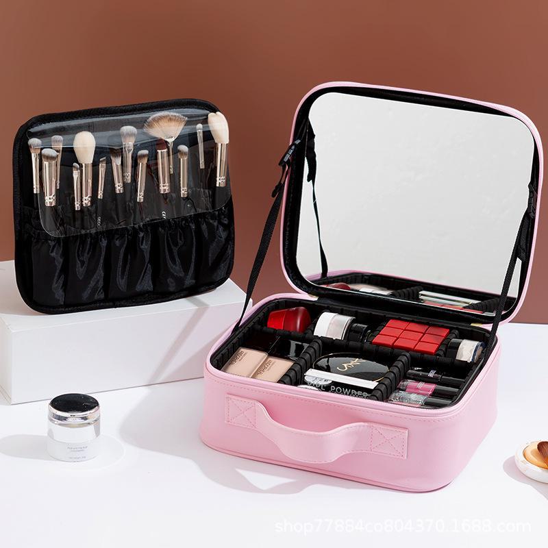 Waterdichte Draagbare Reis Make-up Tas - Grote Capaciteit met Spiegel