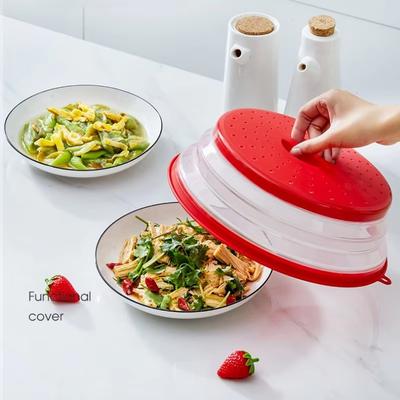 Foldable Microwave Splatter Cover Silicone Fresh-keeping Heating Cover Oil-proof Splash-proof Cover with Hook Color Cooking Lids