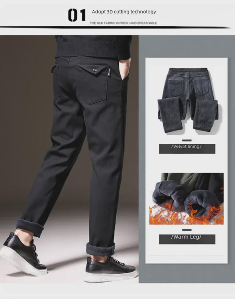 Men's Slim Fit Velvet-Lined Business Casual Pants - Stylish, Comfortable, and High-Quality Trousers