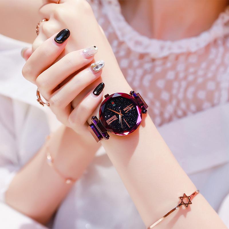 Fashion Women Watches Magnetic Starry Sky Female Clock Quartz Wristwatch magnet strap Luxury Ladies Dress Wristwatch gift