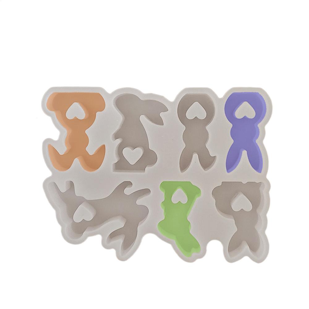 Bunny Candle Molds Non-stick Rabbit Mold 7 Cavities Silicone Home Parties Decorations Resin Mould Soap Making Supplies For