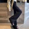 Women's Gray Low-Waist Flare Pants - 2025 Spring Drawstring Casual Slimming Straight Leg Trousers