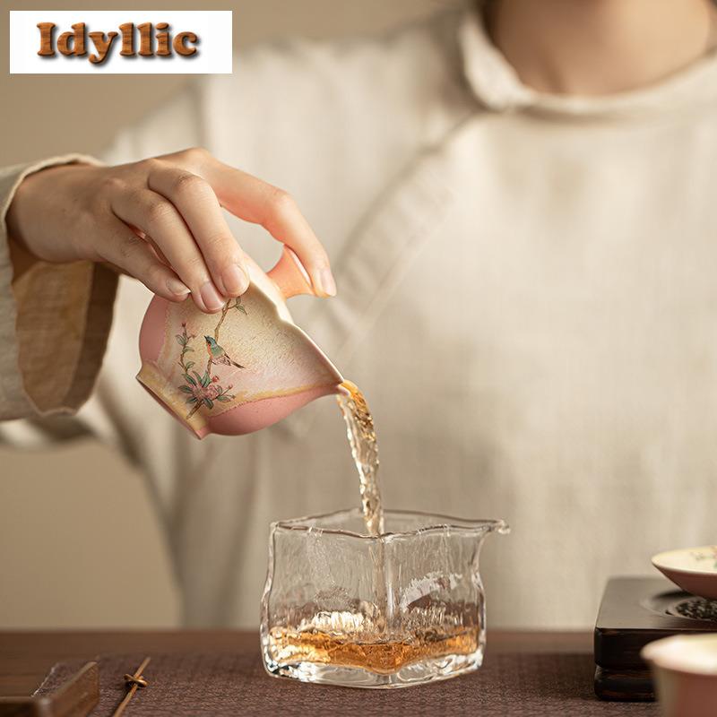 150ml Crystal Glaze Flower And Bird Gaiwan Creative Tea Tureen Tea Bowl With Lid Kit Tea Brewing Cover Bowl For Tea Decoration