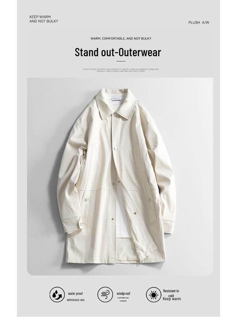 Men's Mid-Length Trench Coat - 2025 Spring/Autumn Casual Loose Jacket, Plus Size Available