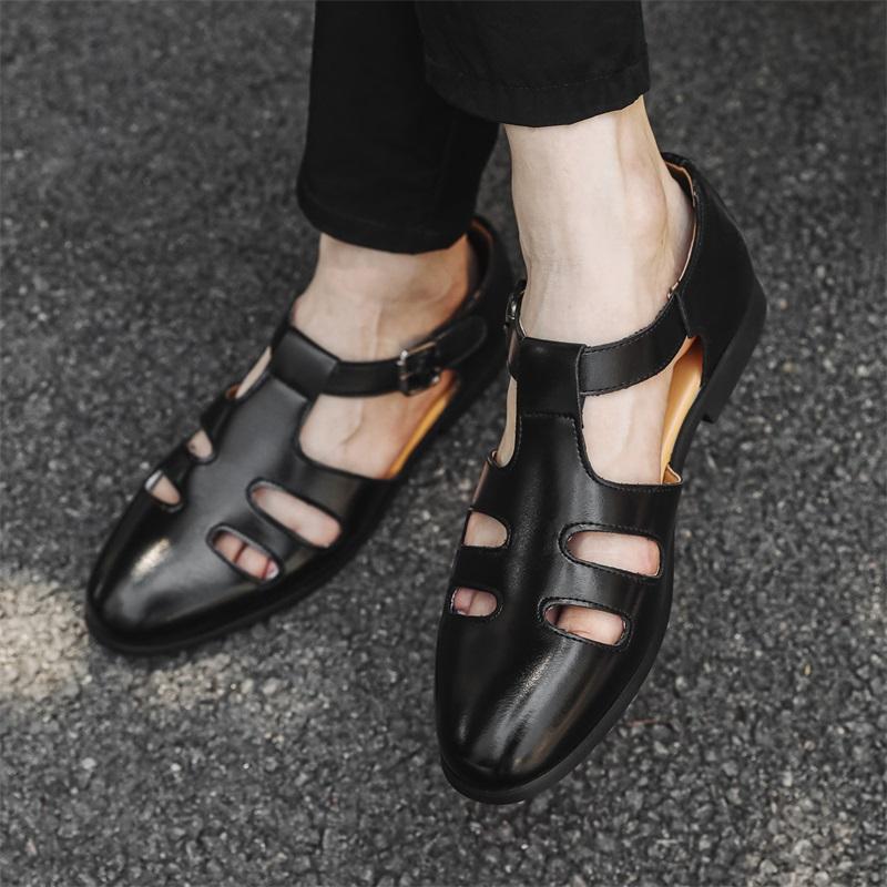 Summer Trend New Men's Gladiators Buckle Casual Shoes Breathable Beach Sandals Outdoor Slippers Black Brown Size 38-46