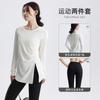 Haut de Yoga Manches Longues pour Femme Séchage Rapide Coupe Ample T-shirt d'Entraînement Course Pilates Gymnastique Fitness Longueur au-dessus des Hanches