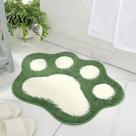 Unique Shaped Bath Mat Cat Paw Mat, Non-Slip Soft Fluffy Rug, Absorbent Cashmere-like Washable Cute Area Rug for Entrance Bathroom Bedroom Non-slip