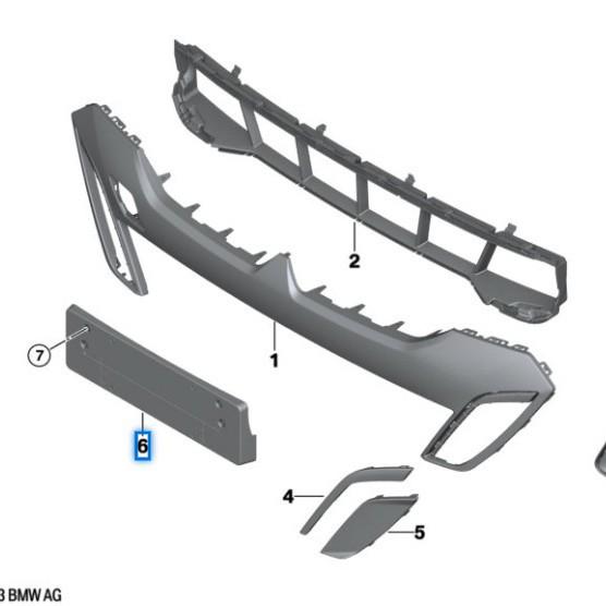 BMW 5 Series G68 Front Bumper License Plate Holder