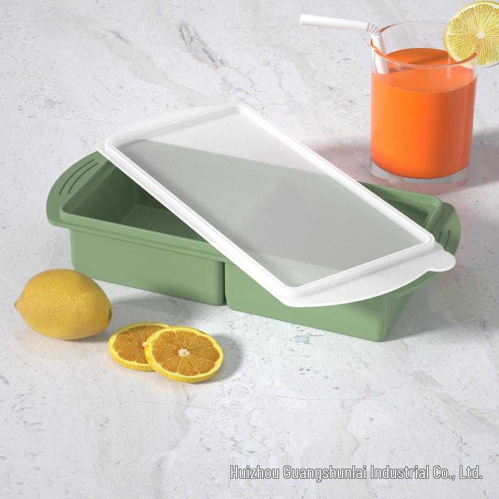 Silicone Ice Cube Tray with Lid: 4-Grid Frozen Soup & Food Storage Box