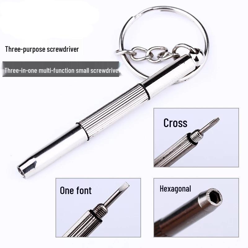 

Compact Multi-Tool: Flathead, Phillips, and Hex Screwdriver for Glasses, Remotes, and Watches