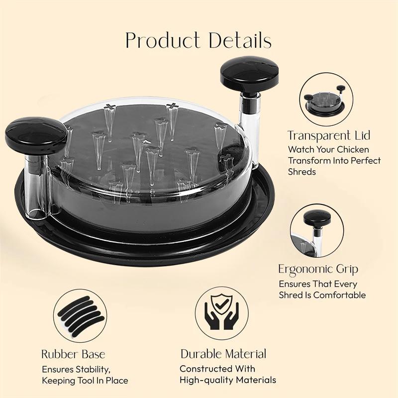 Upgraded Chicken Shredder with Transparent Cover: Large Anti-Slip Rotating Tool for Chopping Chicken, Beef, Cabbage,Vegetables
