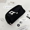 Solid Black Pen Bag Canvas Stationery Bag Portable Pencil Case  School Supplies