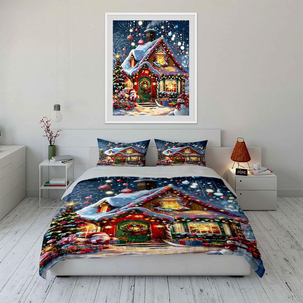 Winter Cottage Magic Bedding Sets Duvet Cover Sets Duvet Covers Pillowcases(1*Duvet Cover 2*Pillowcases Without Duvet Insert)
