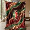 Portugal Football Printed Flannel Blanket Skin Friendly Warm Decorative Throw for Indoor Couch Bed Daily Use