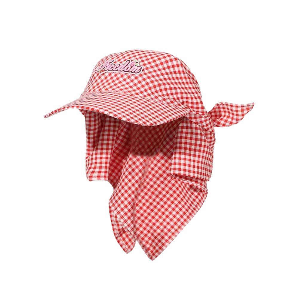 Korean Style Plaid Baseball Cap Cotton Letter Headscarf Hat Strappy Bandana Hat  Beach