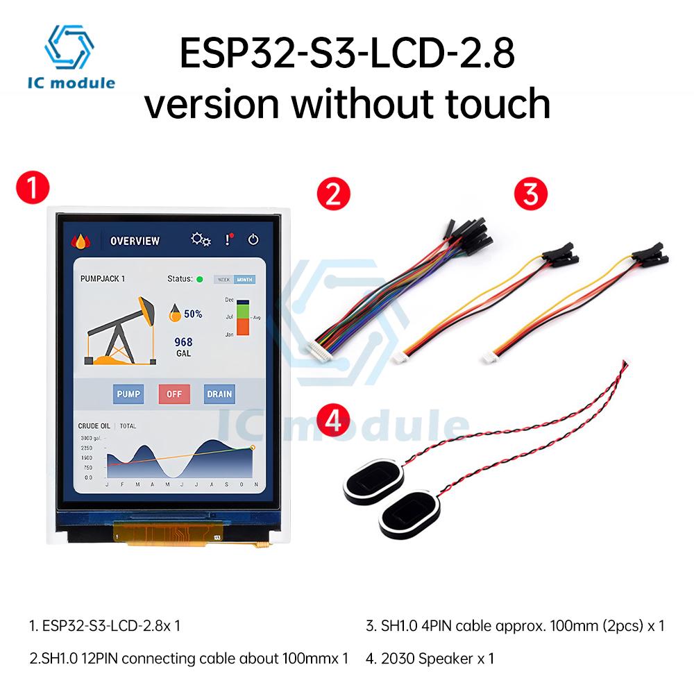 ESP32-S3 2.8 Inch LCD Screen Wifi Bluetooth Development Board Capacitive Touch Display Development Board Optional
