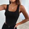 Women Short Slim Waisted Sexy Casual Sports Cami Tank Top With Bra Cup