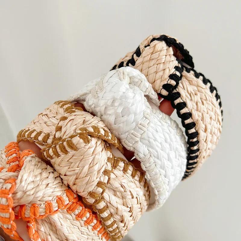 Wide-Brimmed Straw Headband  Bohemian Hair Band Elegant Graceful    Diademas Para El Pelo Mujer Trendy Headband for Women