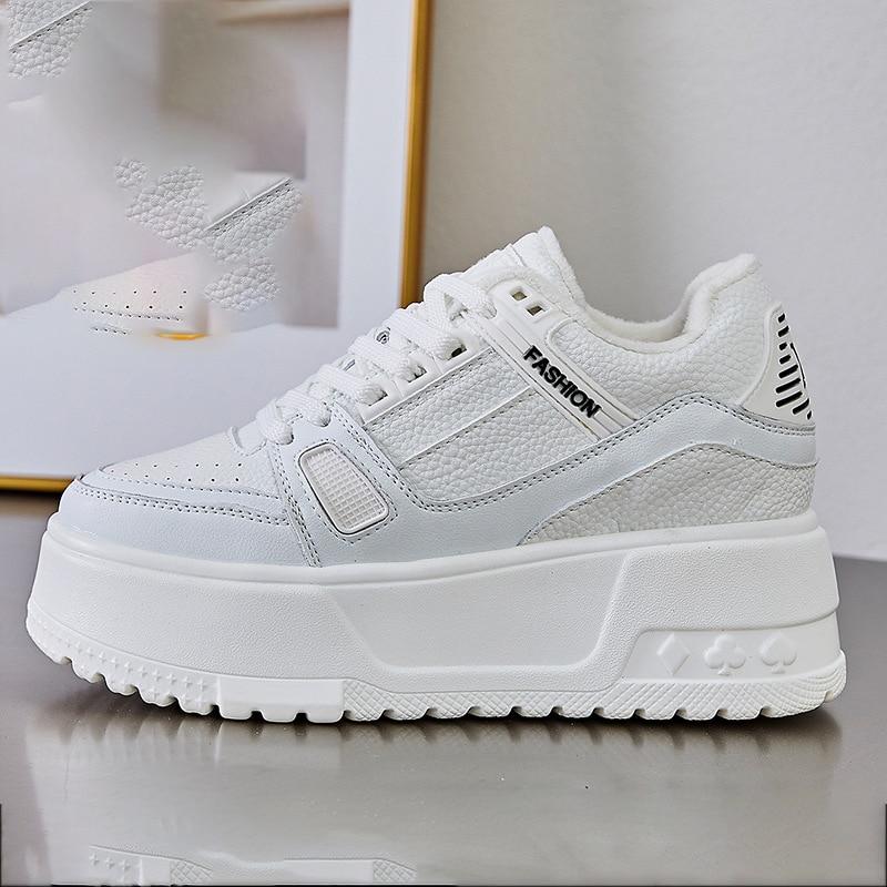 Fujin 9cm Microfibra Tend Outono Botas Mulheres Chunky Tênis Primavera Skate Tornozelo Feminino Sapatos de Cano Médio Plataforma Wedge Booties