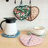 1 Pcs Heart Shaped Heat Resistant Pads  Packaged with a Ribbon.These Thick Fabric Mats Feature a Vintage Floral Print