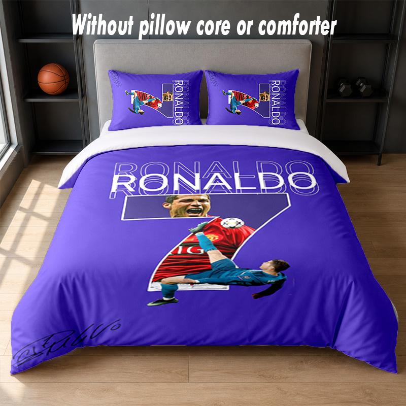 Cristiano Ronaldo Design Bed Bedding Set 1 Duvet Cover + 2 Pillowcases Soft Breathable Household Bed Linens